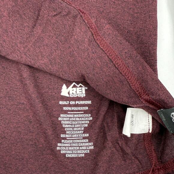 REI CO-OP Men Long Sleeve Casual T- Shirt Size L  Dark Red Crew Neck Stretch - Picture 4 of 6
